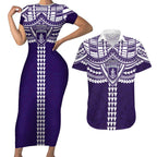 Personalized Fremantle Dockers Couples Matching Short Sleeve Bodycon Dress and Hawaiian Shirt Polynesian Tribal Pattern Heritage Football