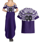 Personalized Fremantle Dockers Couples Matching Summer Maxi Dress and Hawaiian Shirt Polynesian Tribal Pattern Heritage Football