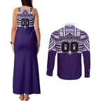 Personalized Fremantle Dockers Couples Matching Tank Maxi Dress and Long Sleeve Button Shirt Polynesian Tribal Pattern Heritage Football