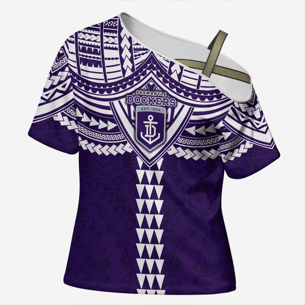 Personalized Fremantle Dockers Cross Shoulder Shirt Polynesian Tribal Pattern Heritage Football