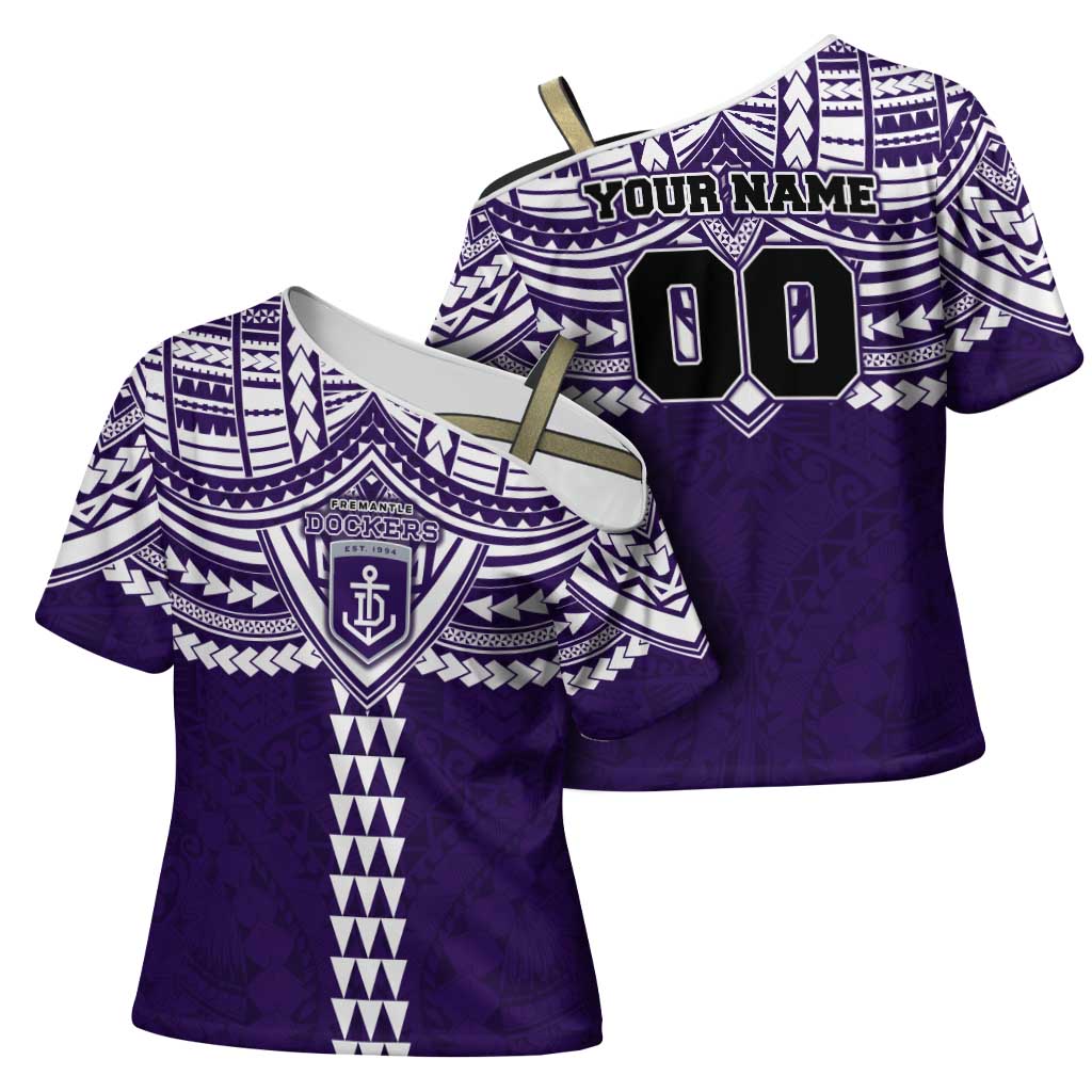 Personalized Fremantle Dockers Cross Shoulder Shirt Polynesian Tribal Pattern Heritage Football