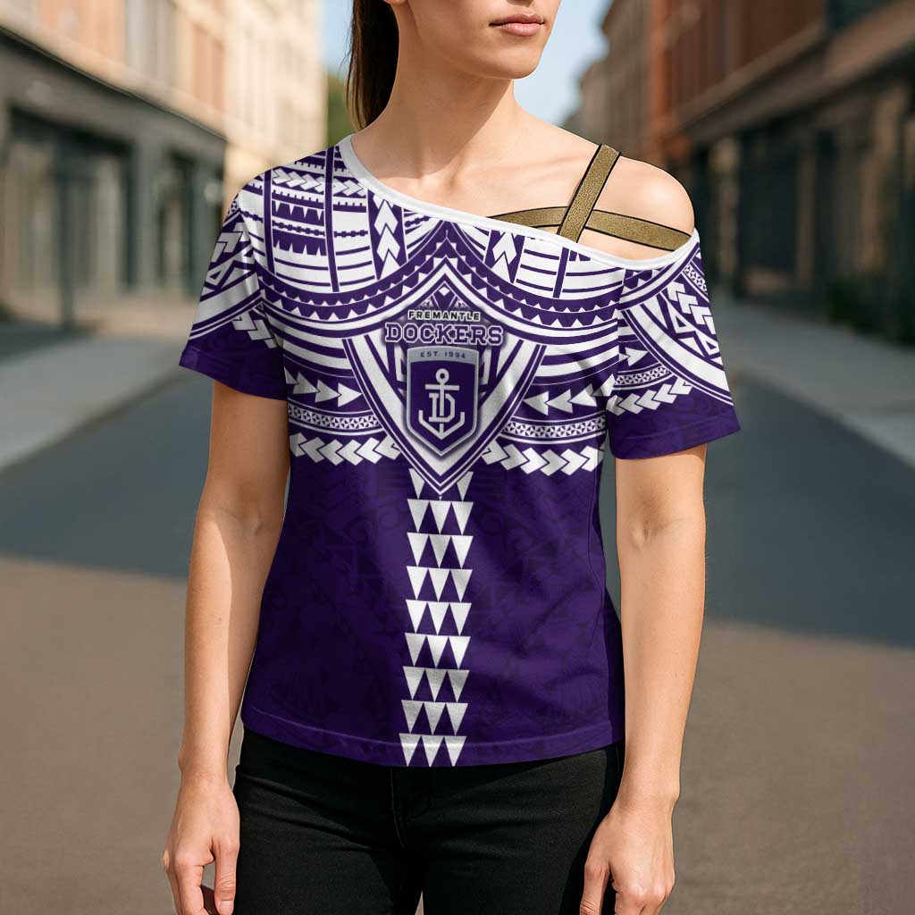 Personalized Fremantle Dockers Cross Shoulder Shirt Polynesian Tribal Pattern Heritage Football