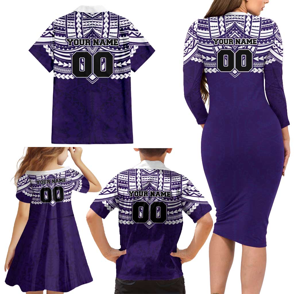 Personalized Fremantle Dockers Family Matching Long Sleeve Bodycon Dress and Hawaiian Shirt Polynesian Tribal Pattern Heritage Football