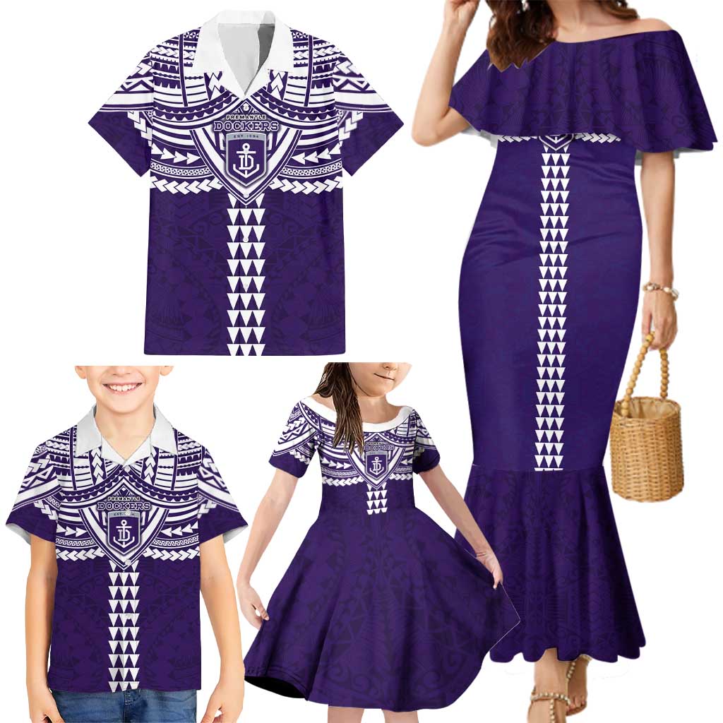 Personalized Fremantle Dockers Family Matching Mermaid Dress and Hawaiian Shirt Polynesian Tribal Pattern Heritage Football