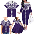Personalized Fremantle Dockers Family Matching Off The Shoulder Long Sleeve Dress and Hawaiian Shirt Polynesian Tribal Pattern Heritage Football