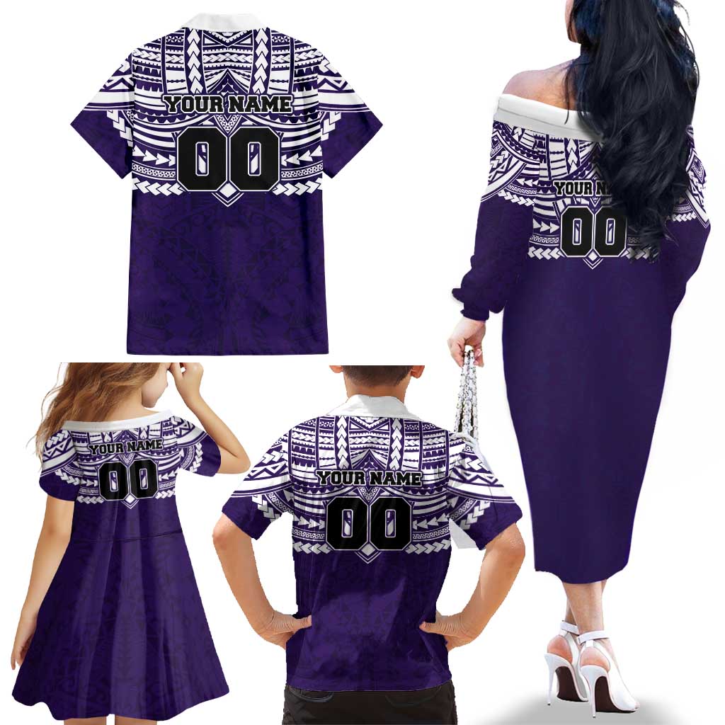 Personalized Fremantle Dockers Family Matching Off The Shoulder Long Sleeve Dress and Hawaiian Shirt Polynesian Tribal Pattern Heritage Football