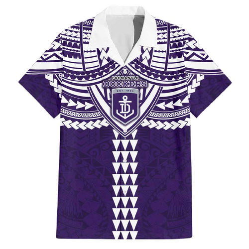 Personalized Fremantle Dockers Family Matching Off The Shoulder Long Sleeve Dress and Hawaiian Shirt Polynesian Tribal Pattern Heritage Football