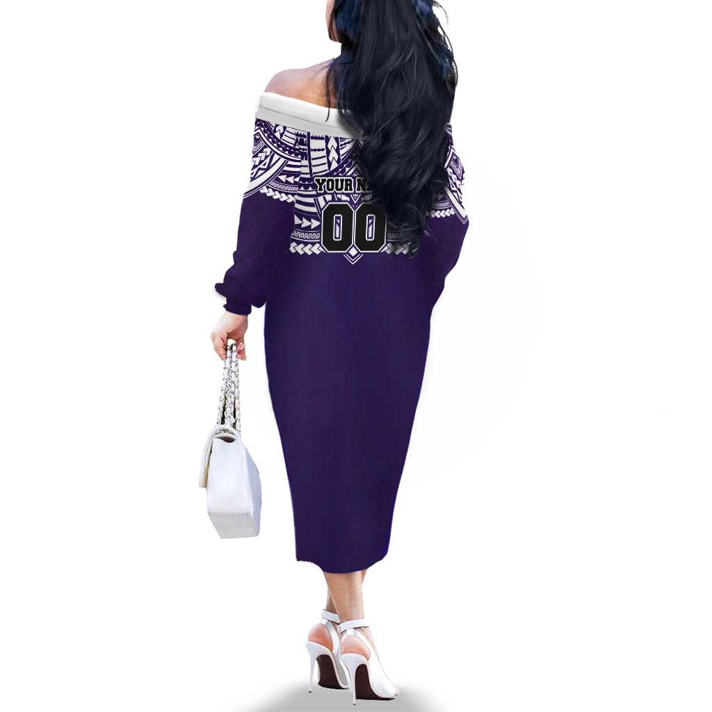 Personalized Fremantle Dockers Family Matching Off The Shoulder Long Sleeve Dress and Hawaiian Shirt Polynesian Tribal Pattern Heritage Football