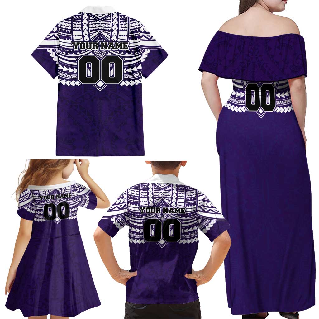Personalized Fremantle Dockers Family Matching Off Shoulder Maxi Dress and Hawaiian Shirt Polynesian Tribal Pattern Heritage Football