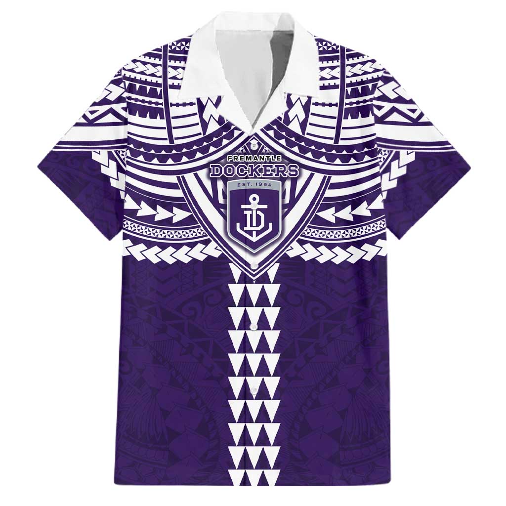 Personalized Fremantle Dockers Family Matching Off Shoulder Maxi Dress and Hawaiian Shirt Polynesian Tribal Pattern Heritage Football