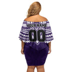 Personalized Fremantle Dockers Family Matching Off Shoulder Short Dress and Hawaiian Shirt Polynesian Tribal Pattern Heritage Football