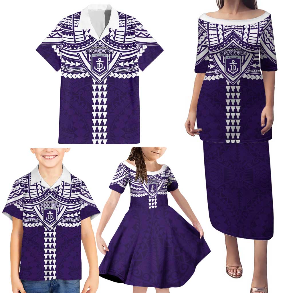 Personalized Fremantle Dockers Family Matching Puletasi and Hawaiian Shirt Polynesian Tribal Pattern Heritage Football