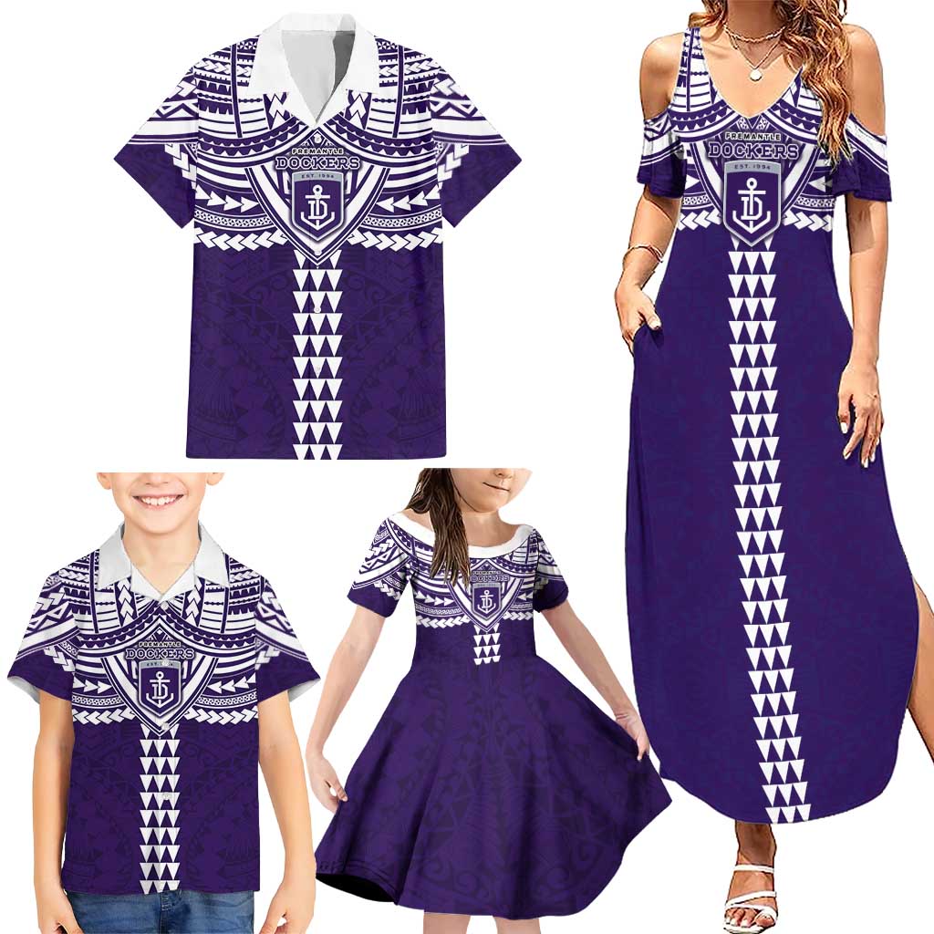 Personalized Fremantle Dockers Family Matching Summer Maxi Dress and Hawaiian Shirt Polynesian Tribal Pattern Heritage Football