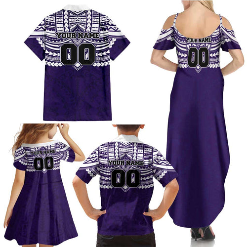 Personalized Fremantle Dockers Family Matching Summer Maxi Dress and Hawaiian Shirt Polynesian Tribal Pattern Heritage Football