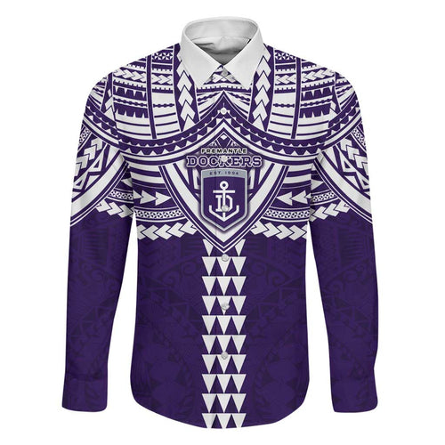 Personalized Fremantle Dockers Family Matching Summer Maxi Dress and Hawaiian Shirt Polynesian Tribal Pattern Heritage Football