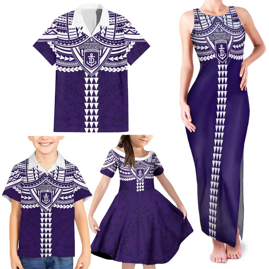 Personalized Fremantle Dockers Family Matching Tank Maxi Dress and Hawaiian Shirt Polynesian Tribal Pattern Heritage Football