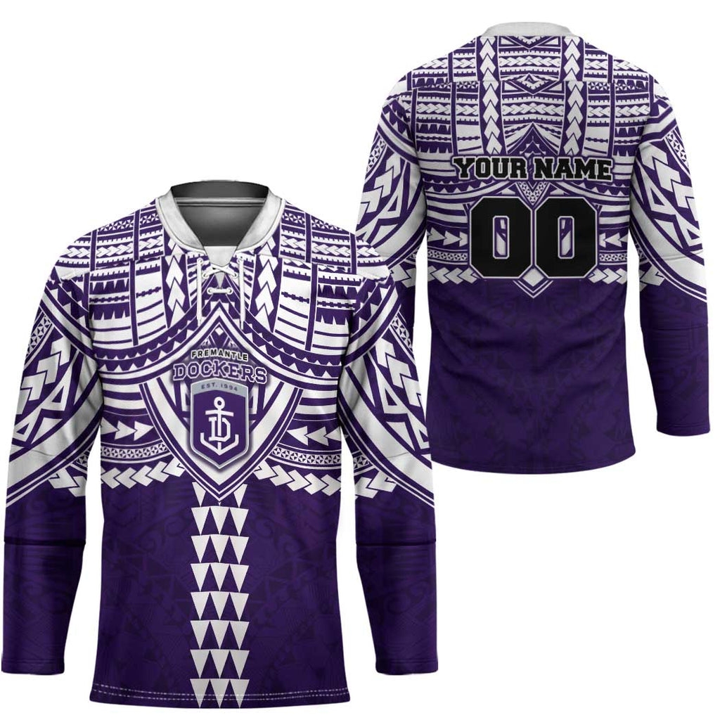 Personalized Fremantle Dockers Hockey Jersey Polynesian Tribal Pattern Heritage Football