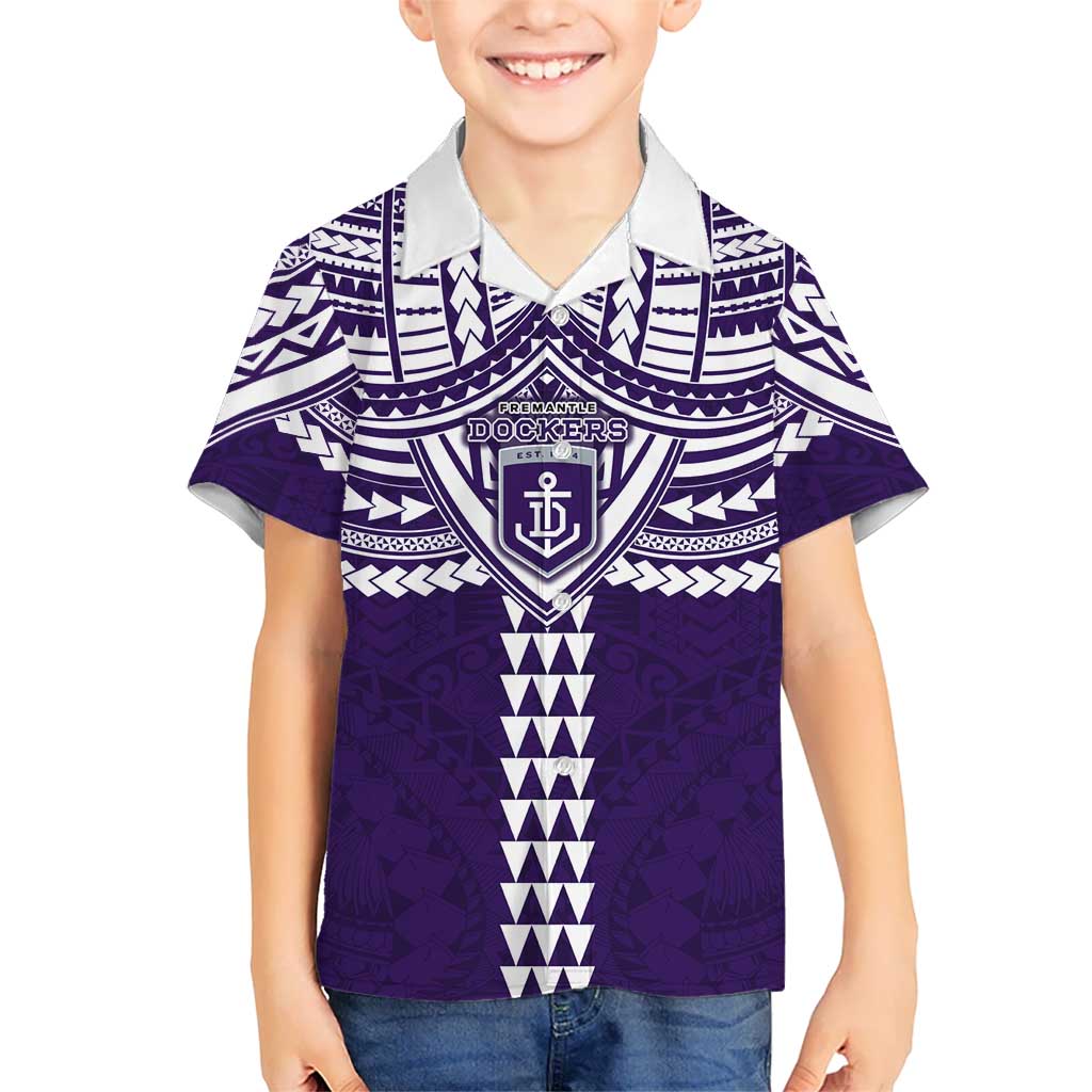 Personalized Fremantle Dockers Kid Hawaiian Shirt Polynesian Tribal Pattern Heritage Football