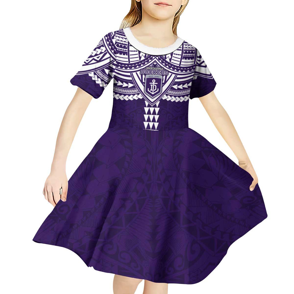 Personalized Fremantle Dockers Kid Short Sleeve Dress Polynesian Tribal Pattern Heritage Football