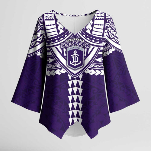 Personalized Fremantle Dockers Kimono Sleeve Blouse Polynesian Tribal Pattern Heritage Football