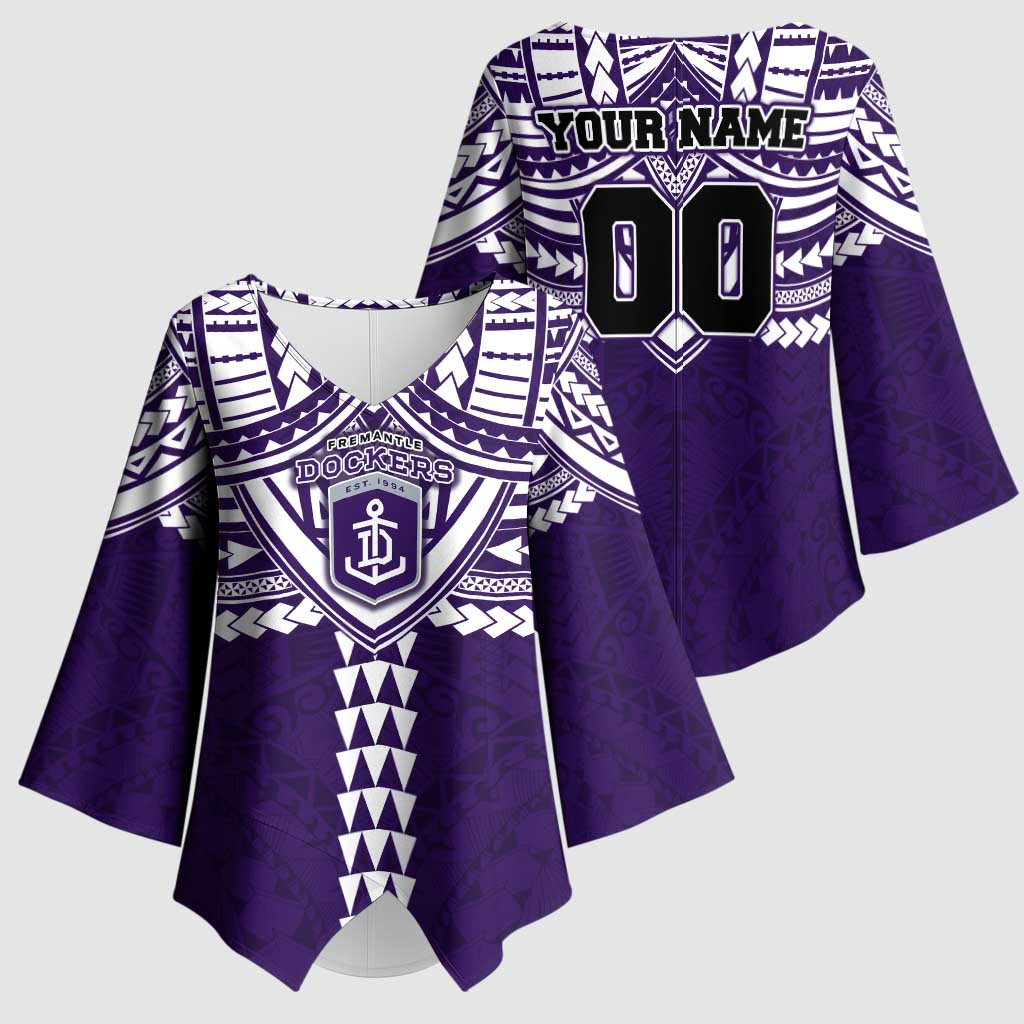 Personalized Fremantle Dockers Kimono Sleeve Blouse Polynesian Tribal Pattern Heritage Football