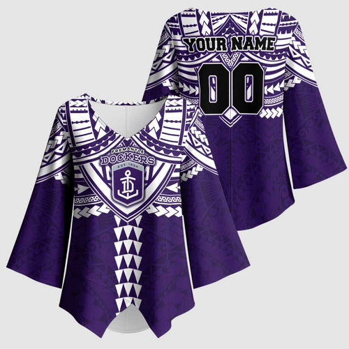 Personalized Fremantle Dockers Kimono Sleeve Blouse Polynesian Tribal Pattern Heritage Football