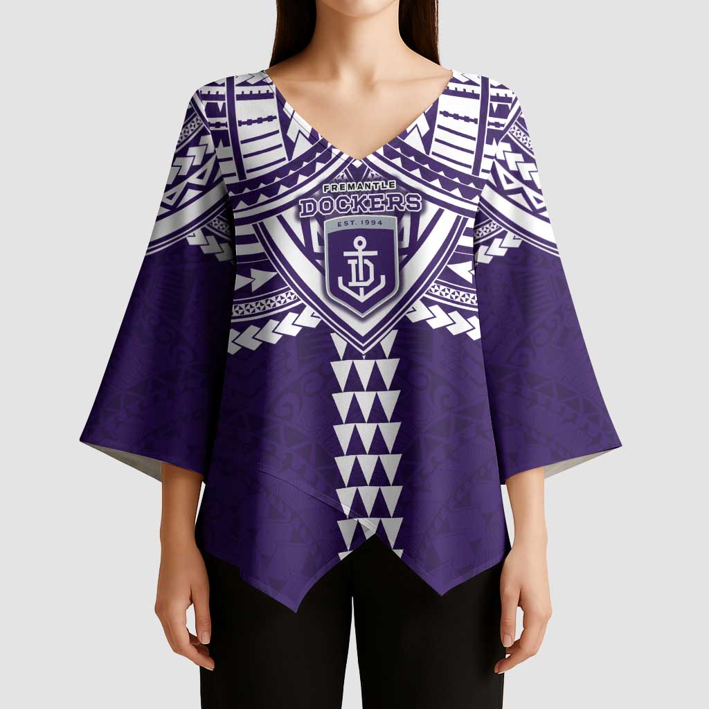 Personalized Fremantle Dockers Kimono Sleeve Blouse Polynesian Tribal Pattern Heritage Football