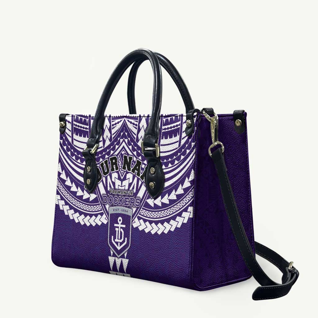 Personalized Fremantle Dockers Leather Bag Polynesian Tribal Pattern Heritage Football