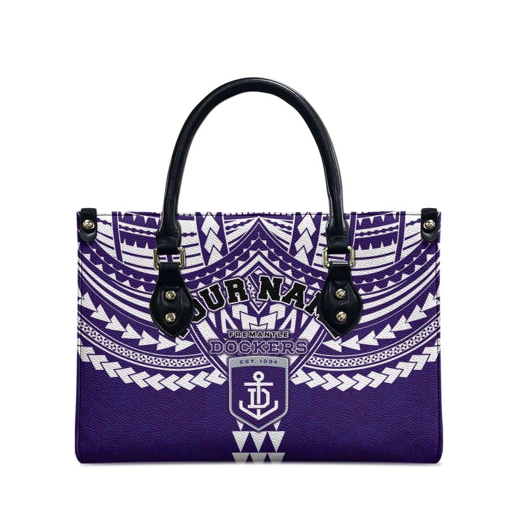 Personalized Fremantle Dockers Leather Bag Polynesian Tribal Pattern Heritage Football