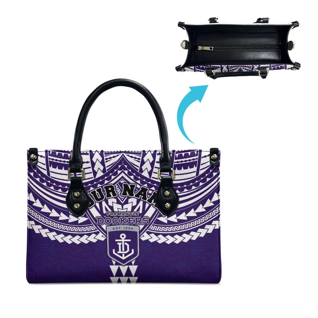 Personalized Fremantle Dockers Leather Bag Polynesian Tribal Pattern Heritage Football