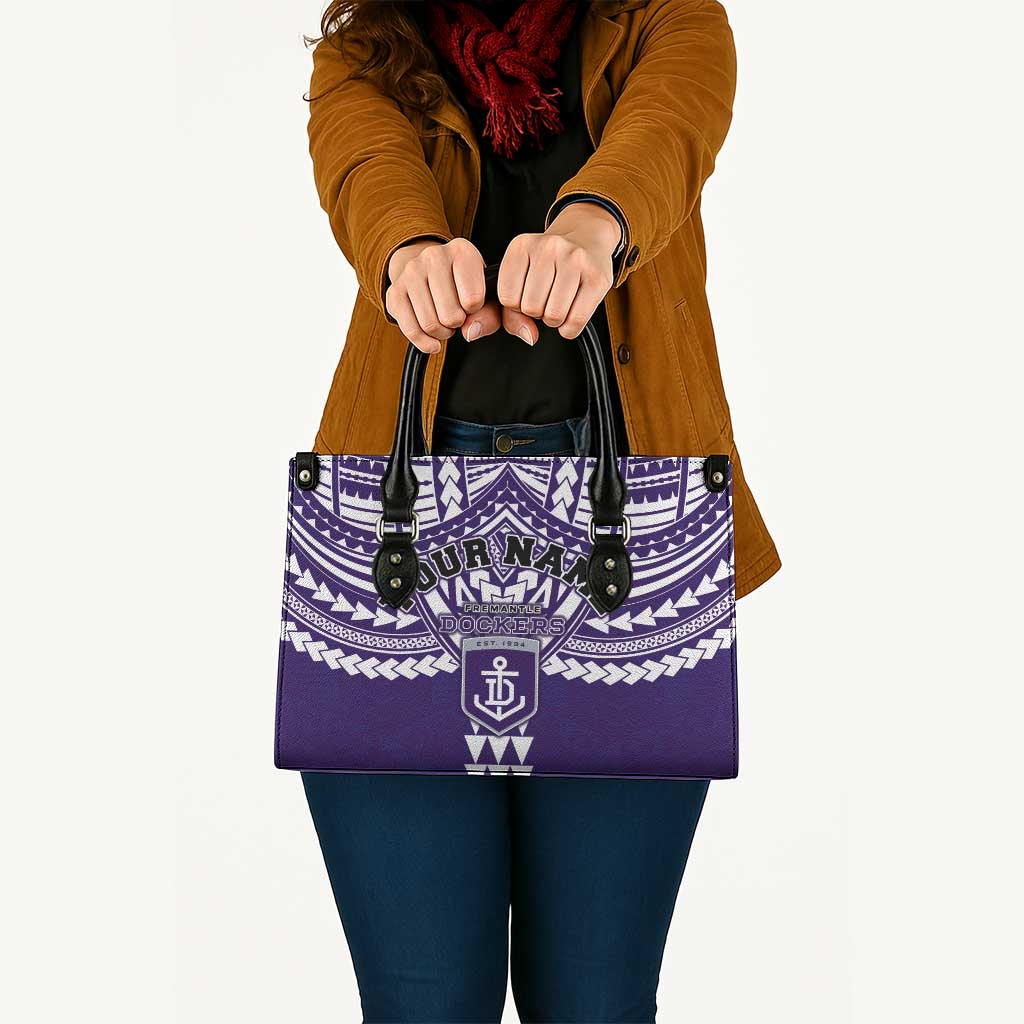 Personalized Fremantle Dockers Leather Bag Polynesian Tribal Pattern Heritage Football