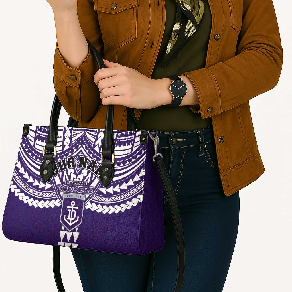 Personalized Fremantle Dockers Leather Bag Polynesian Tribal Pattern Heritage Football