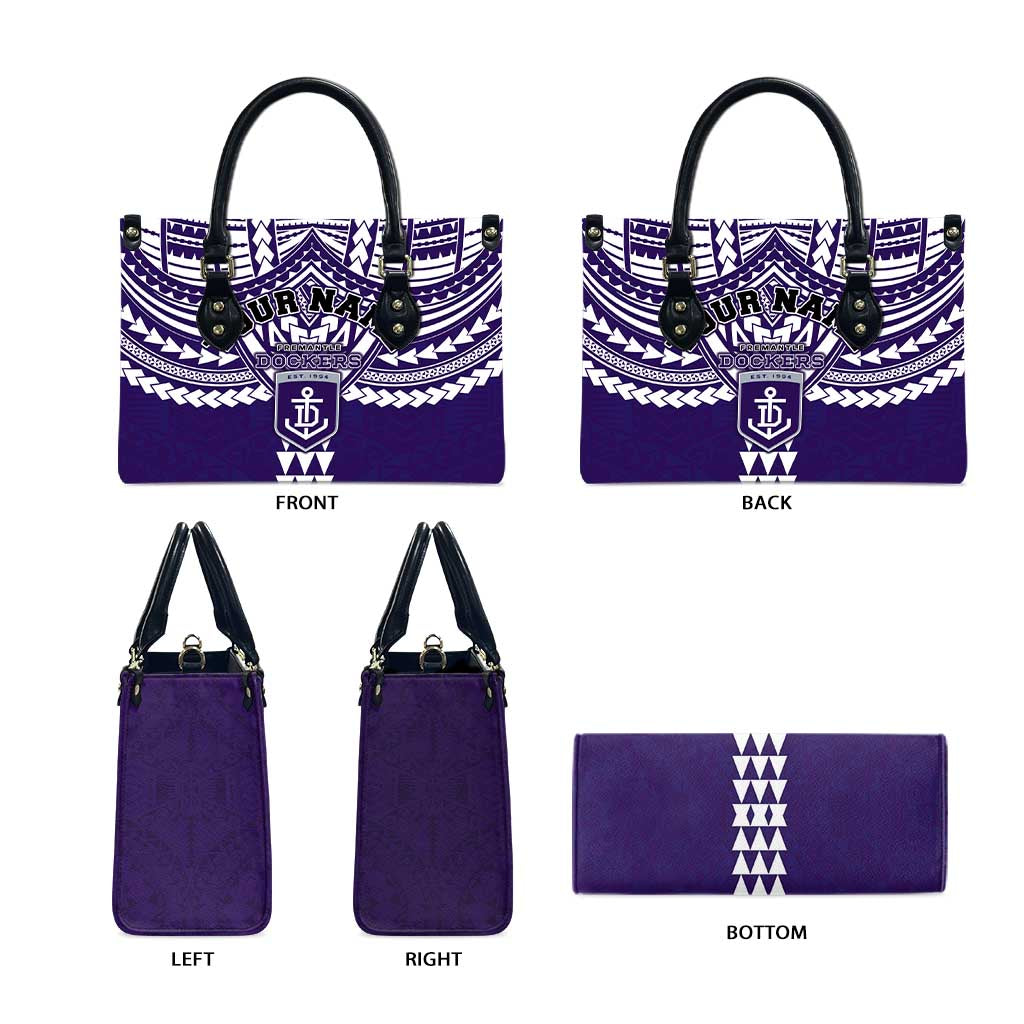 Personalized Fremantle Dockers Leather Bag Polynesian Tribal Pattern Heritage Football