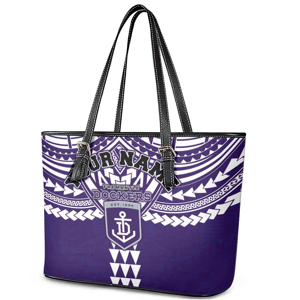 Personalized Fremantle Dockers Leather Tote Bag Polynesian Tribal Pattern Heritage Football