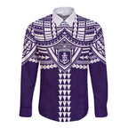 Personalized Fremantle Dockers Long Sleeve Button Shirt Polynesian Tribal Pattern Heritage Football