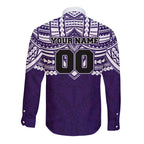 Personalized Fremantle Dockers Long Sleeve Button Shirt Polynesian Tribal Pattern Heritage Football