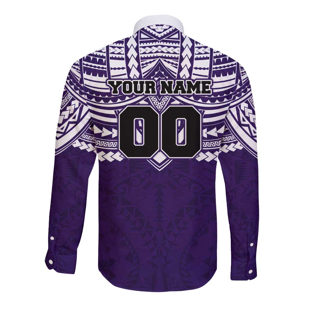 Personalized Fremantle Dockers Long Sleeve Button Shirt Polynesian Tribal Pattern Heritage Football