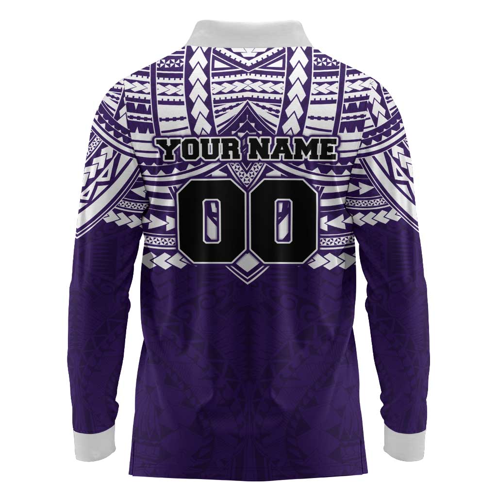 Personalized Fremantle Dockers Long Sleeve Polo Shirt Polynesian Tribal Pattern Heritage Football