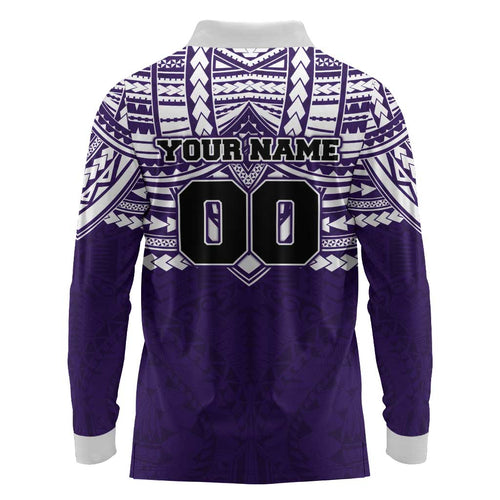 Personalized Fremantle Dockers Long Sleeve Polo Shirt Polynesian Tribal Pattern Heritage Football