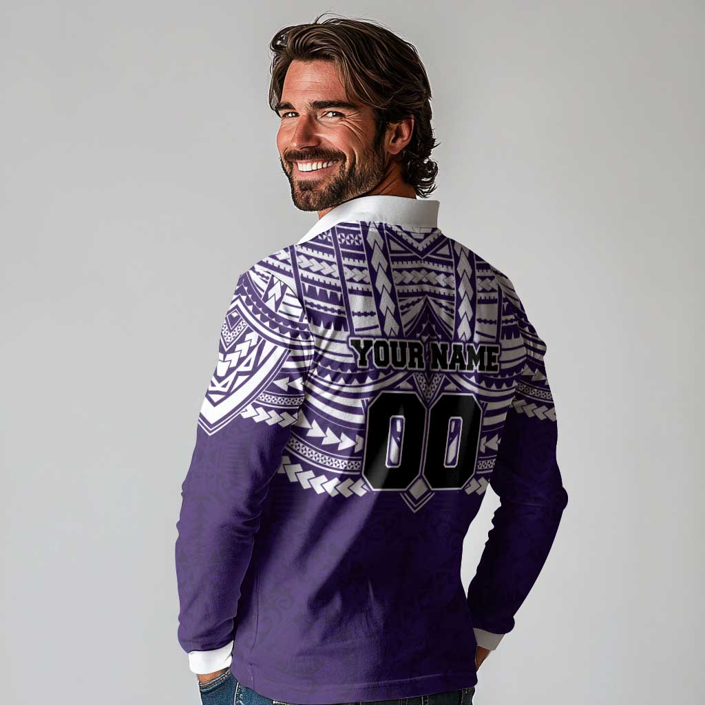 Personalized Fremantle Dockers Long Sleeve Polo Shirt Polynesian Tribal Pattern Heritage Football