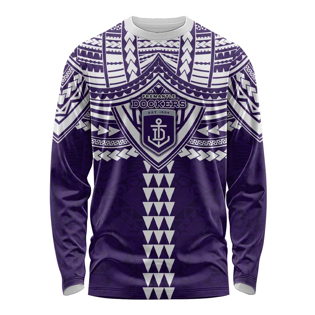 Personalized Fremantle Dockers Long Sleeve Shirt Polynesian Tribal Pattern Heritage Football