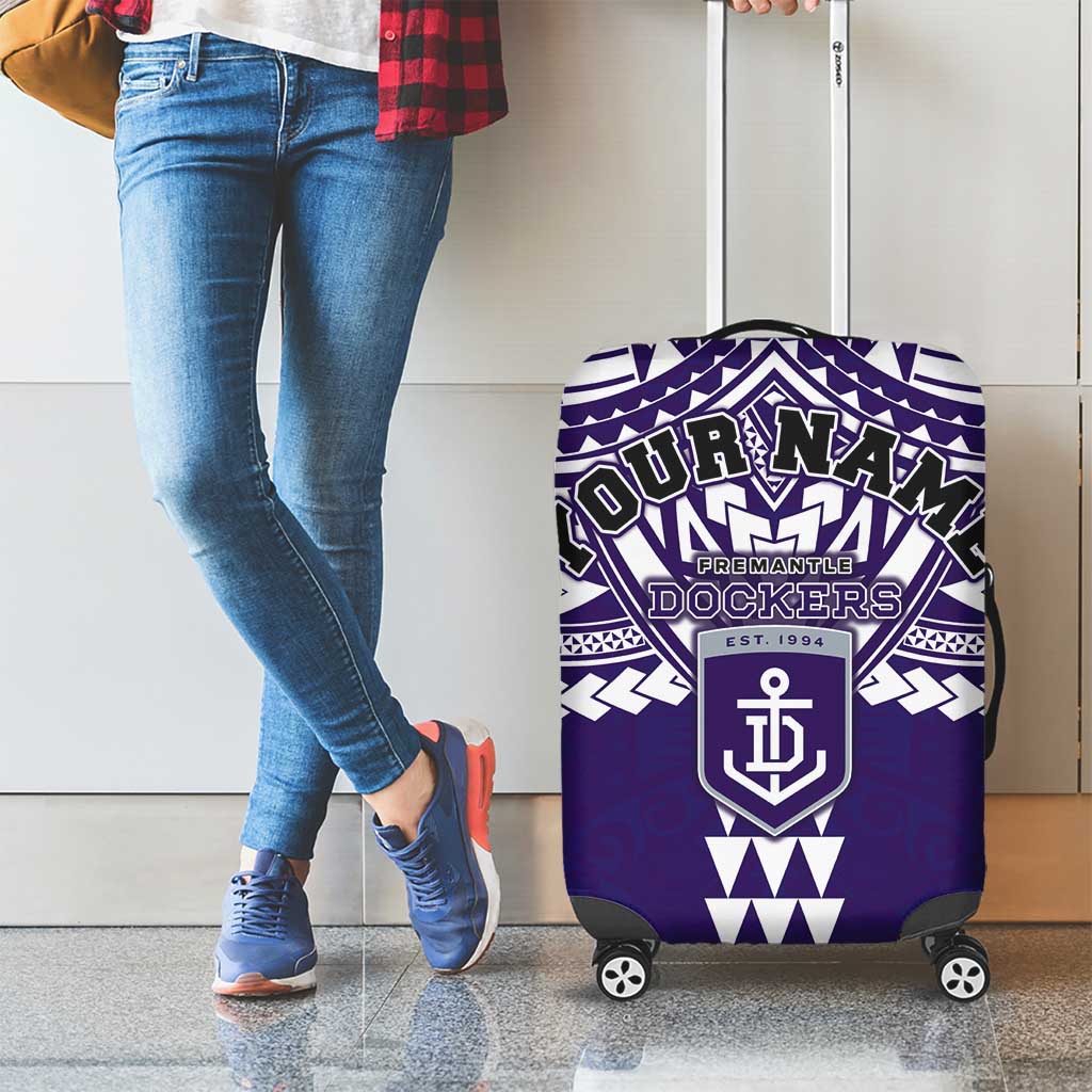 Personalized Fremantle Dockers Luggage Cover Polynesian Tribal Pattern Heritage Football