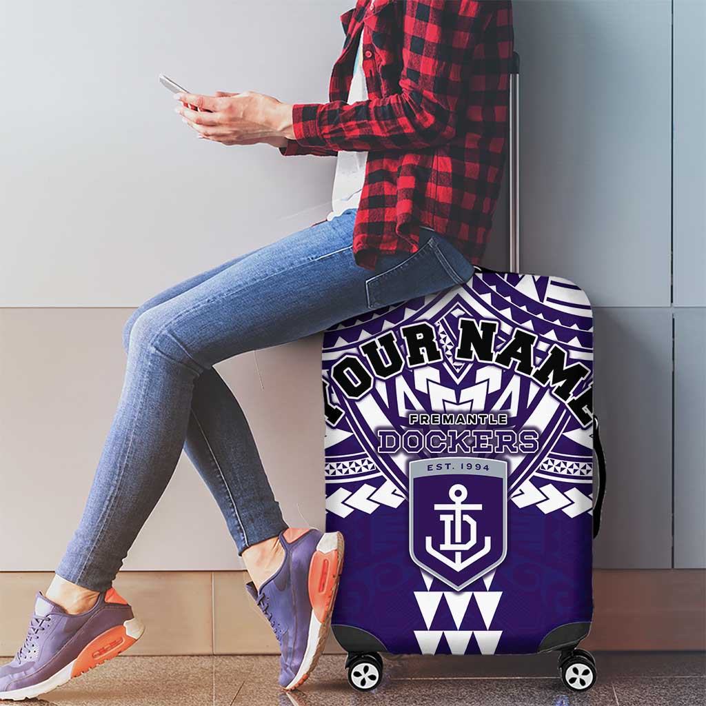 Personalized Fremantle Dockers Luggage Cover Polynesian Tribal Pattern Heritage Football