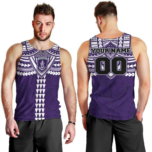 Personalized Fremantle Dockers Men Tank Top Polynesian Tribal Pattern Heritage Football