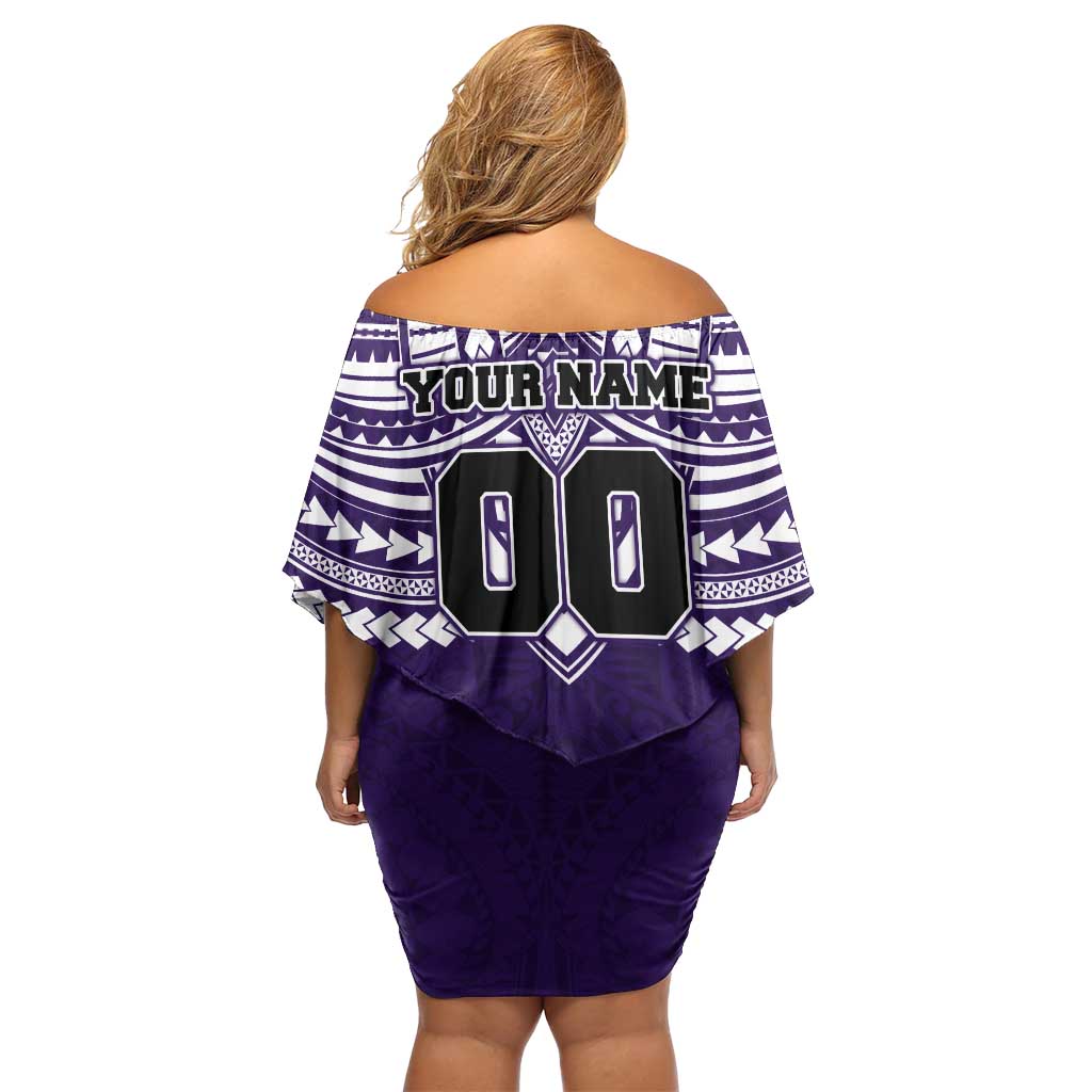 Personalized Fremantle Dockers Off Shoulder Short Dress Polynesian Tribal Pattern Heritage Football