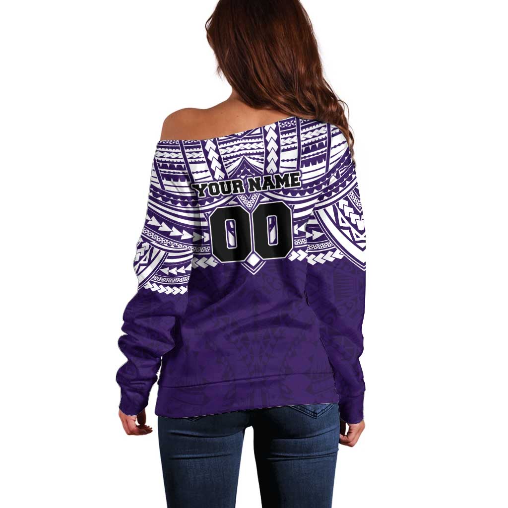 Personalized Fremantle Dockers Off Shoulder Sweater Polynesian Tribal Pattern Heritage Football