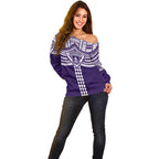 Personalized Fremantle Dockers Off Shoulder Sweater Polynesian Tribal Pattern Heritage Football