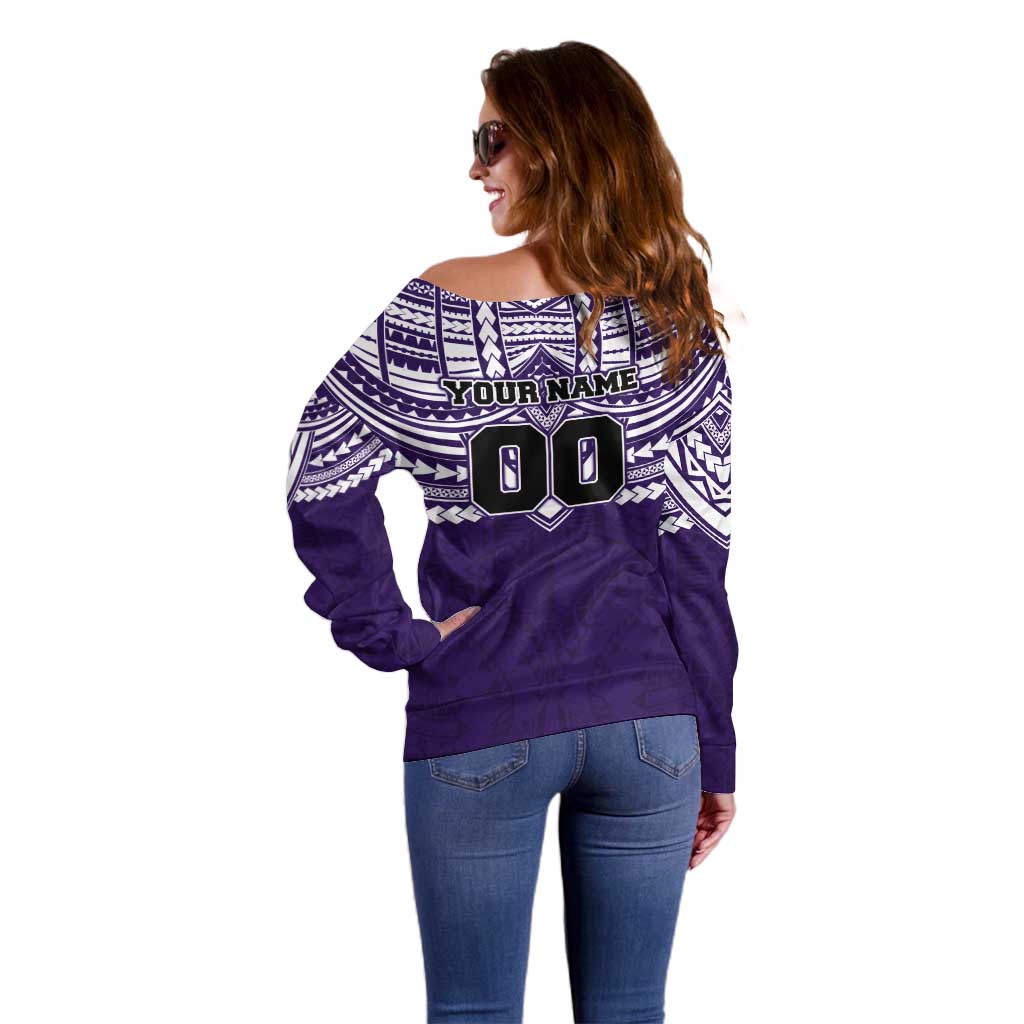 Personalized Fremantle Dockers Off Shoulder Sweater Polynesian Tribal Pattern Heritage Football