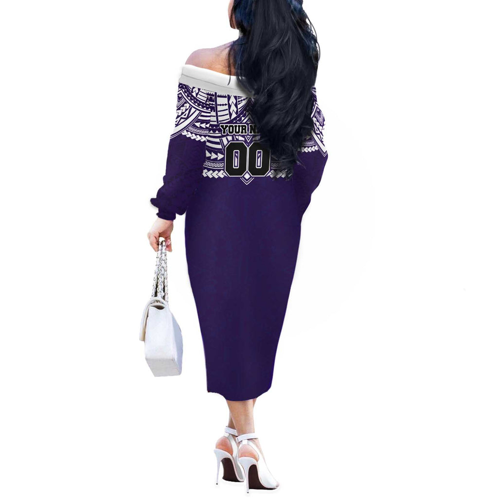 Personalized Fremantle Dockers Off The Shoulder Long Sleeve Dress Polynesian Tribal Pattern Heritage Football