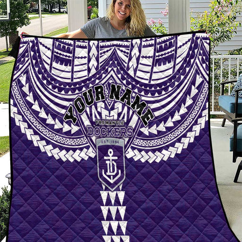Personalized Fremantle Dockers Quilt Polynesian Tribal Pattern Heritage Football